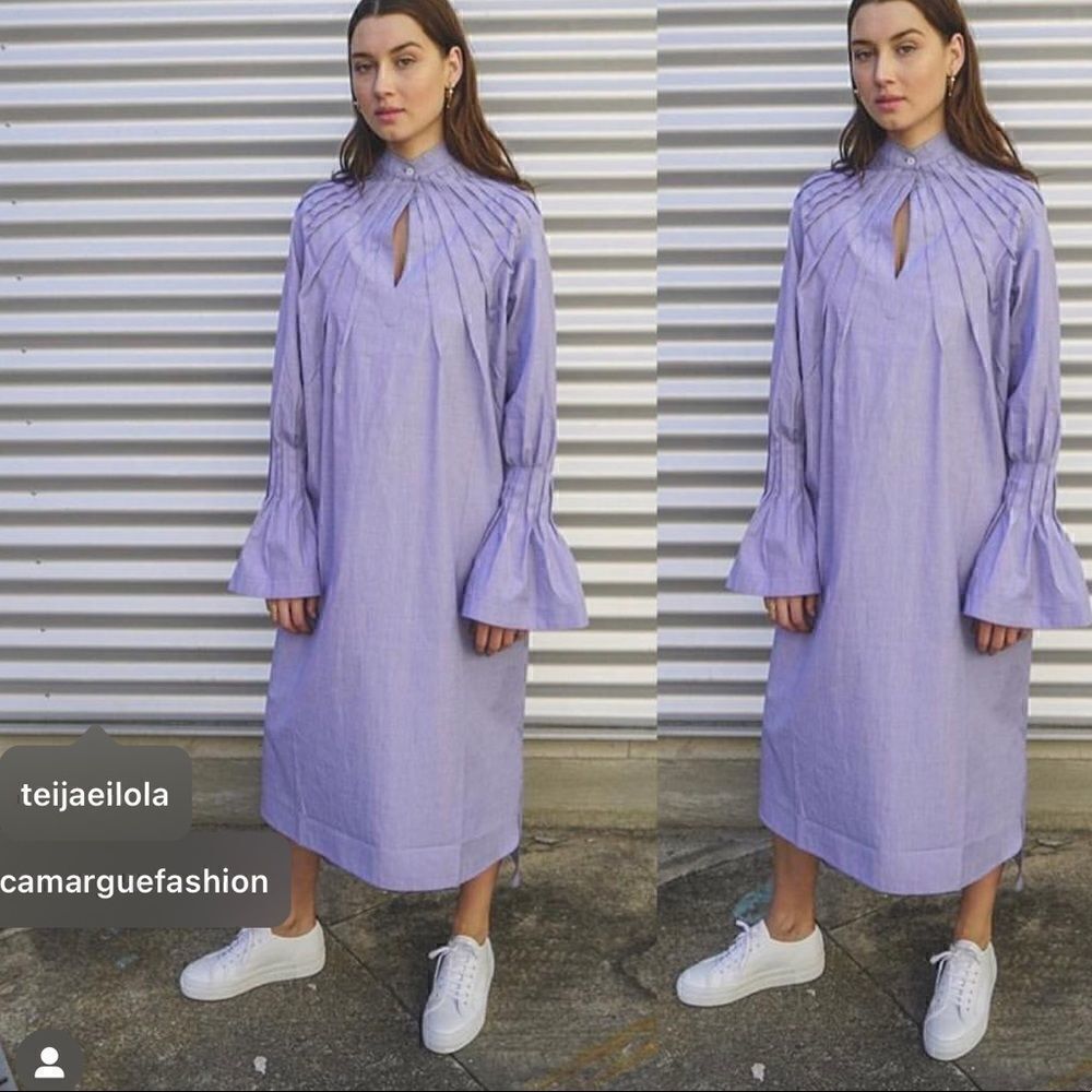 TEIJA Pleated Cotton Women’s Shirtdress